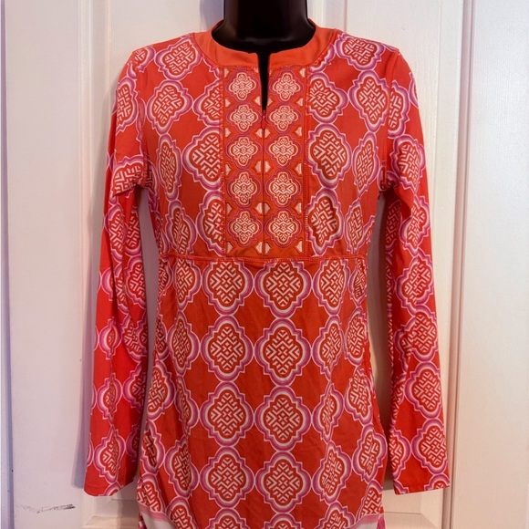 “CABANA LIFE” Coral Geo Rash Guard Cover Up - Picture 3 of 14
